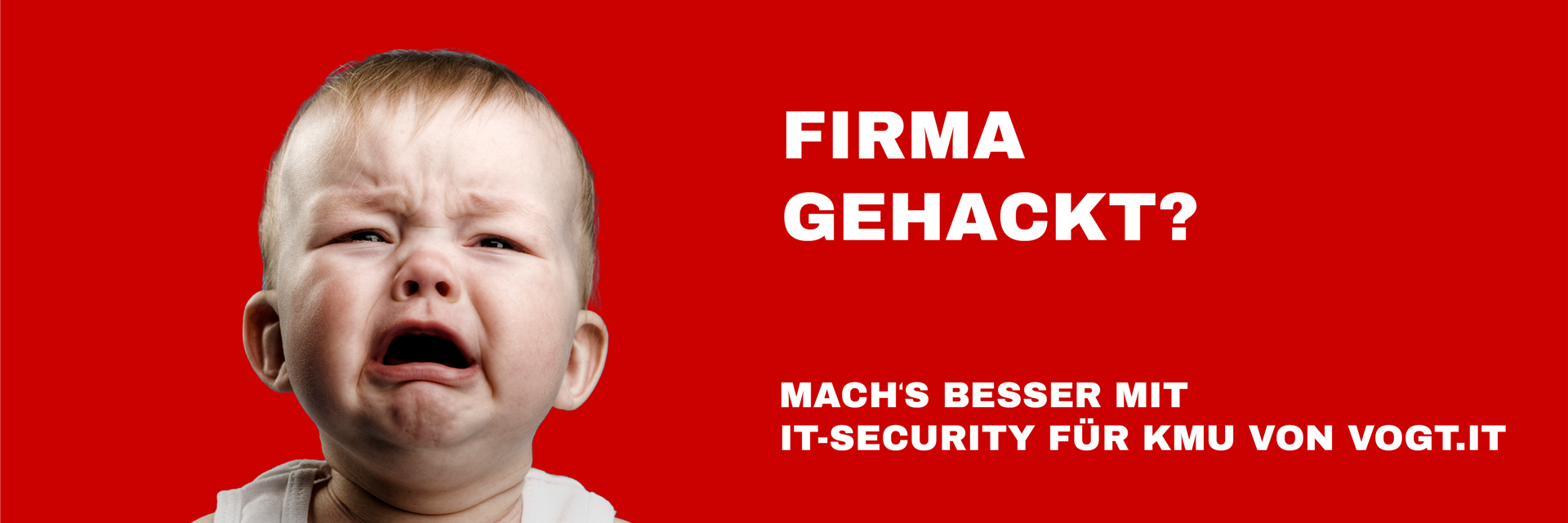 weinendes Babygesicht vor rotem Hintergrund